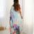 Blue floral printed mirror work saree
