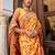 Yellow yellow chanderi silk pashmina saree with unstitched blouse piece