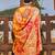 Yellow yellow chanderi silk pashmina saree with unstitched blouse piece