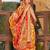Yellow yellow chanderi silk pashmina saree with unstitched blouse piece