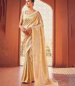 White ethnic motifs woven design zari saree