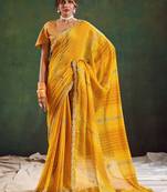 Mustard leheriya print embellished saree