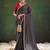 Black embroidered leheriya saree with unstitched blouse piece