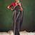 Black embroidered leheriya saree with unstitched blouse piece