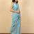 Turquoise floral beads and stones poly chiffon saree