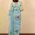 Turquoise floral beads and stones poly chiffon saree