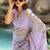 Lavender floral printed beads and stones saree