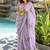 Lavender floral printed beads and stones saree