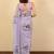 Lavender floral printed beads and stones saree