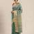 Sea green sea green & gold-toned solid saree
