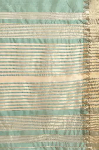 Sea green sea green & gold-toned solid saree