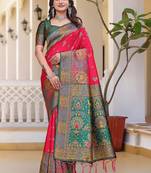 Red woven design zari art silk saree