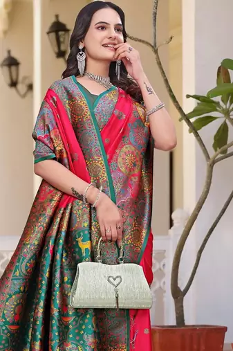 Red woven design zari art silk saree