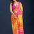 Multicolor leheriya beads and stones pure chiffon saree