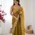Mustard ethnic motifs embroidered bagh saree