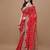 Red bandhani printed embroidered saree with unstitched blouse piece