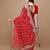 Red bandhani printed embroidered saree with unstitched blouse piece