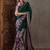 Green ethnic motifs silk blend saree