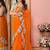 Orange embellished mirror work net designer saree
