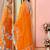 Orange embellished mirror work net designer saree