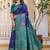 Navy blue women  woven design zari art silk saree