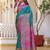 Teal woven design zari art silk saree
