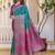 Teal woven design zari art silk saree