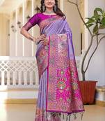 Purple woven design zari art silk saree