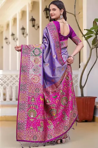 Purple woven design zari art silk saree