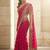 Pink floral embroidered satin fusion saree