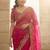 Pink floral embroidered satin fusion saree