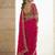 Pink floral embroidered satin fusion saree