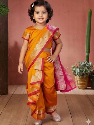 Mustard woven design zari art silk maheshwari saree 1
