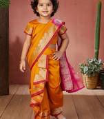 Mustard woven design zari art silk maheshwari saree