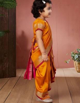Mustard woven design zari art silk maheshwari saree 3