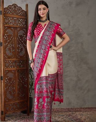 Red ethnic motifs silk blend designer saree 1