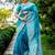 Blue kalamkari woven design saree with unstitched blouse piece