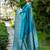 Blue kalamkari woven design saree with unstitched blouse piece