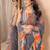 Grey embellished mirror work ruffle net saree