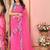 Pink embellished mirror work net saree