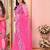 Pink embellished mirror work net saree