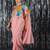Peach fashion embellished sequinned  ready to wear saree