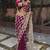Burgundy embellished mirror work silk blend heavy work saree