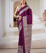 Purple ethnic motifs satin designer saree