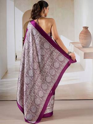 Purple ethnic motifs satin designer saree 2