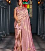 Purple floral woven design zari saree