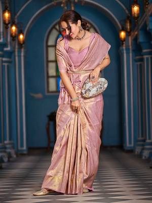 Purple floral woven design zari saree 2
