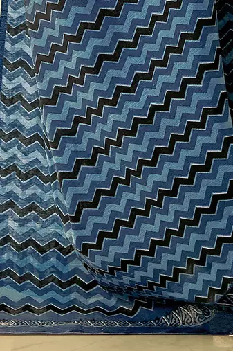 Off white ethnic motifs printed bhagalpuri saree