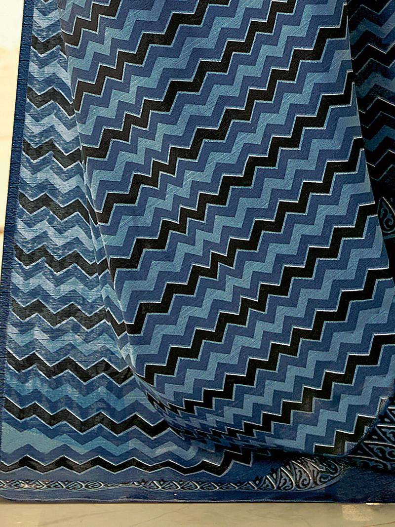 Off white ethnic motifs printed bhagalpuri saree
