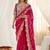 Pink woven design mirror work silk blend fusion saree